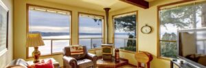 New light carpet in waterfront home