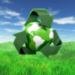 the earth in a recycling logo